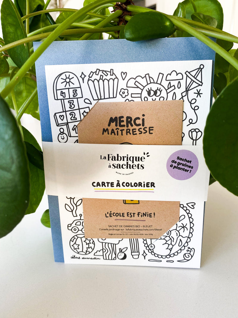 Carte à colorier et à semer - Merci Maîtresse